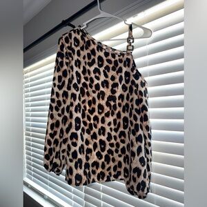 Leopard Print One-Shoulder Top